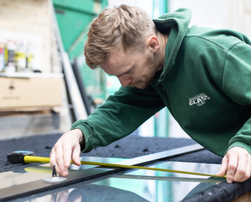 Glass cutting in Bridgewater Glass's workshop